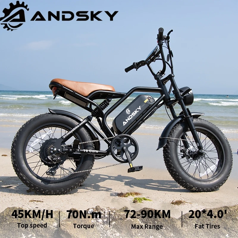 

ANDSKY T8 Core Electric Bike 1500W Power Motor 48V 16Ah Battery 28MPH 60Miles Long Range Electric Bicycle 20"x4" All-Terrain Fat Tires Adults Mountain E-bike Powerful Motorbike