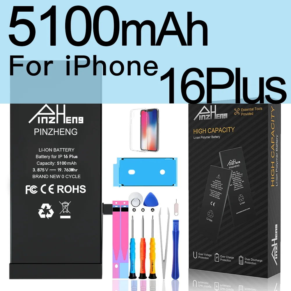 PINZHENG Hochleistungsakku für iPhone 14 15 16 Pro Max Ersatzakku für iPhone 16 15 14 Pro 15 16 14 Plus Batterie
