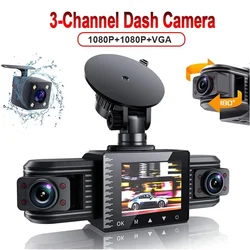 3 canali FHD 1080P Car DVR Dash Cam anteriore all'interno della fotocamera del veicolo posteriore DVR Recorder Video Mini Dashcam Camcorder