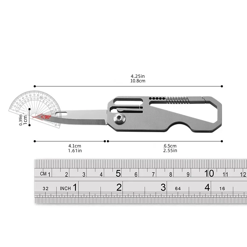 1pc Titanium box cutter, multi-function EDC pocket knife, key chain mini folding knife, open box knife outdoor camping tools