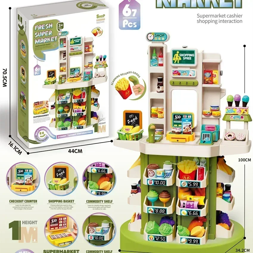 Giocattolo per la famiglia distributore d'acqua acusto-ottico per bambini argilla colorata Ice Maker Spray cucina tavolo da pranzo supermercato registratore di cassa