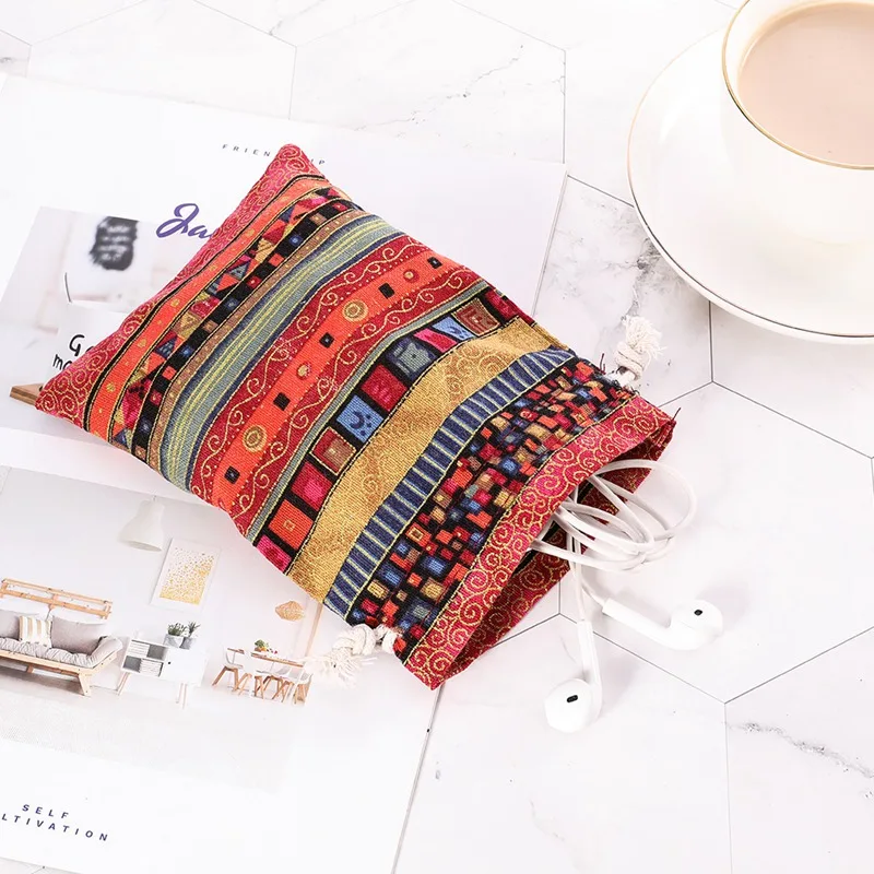 20pcs Reusable Colorful Ethnic Cotton Drawstring Bag Packing Sachet for Jewelry Storage Display Festival Gift Packing Pouch