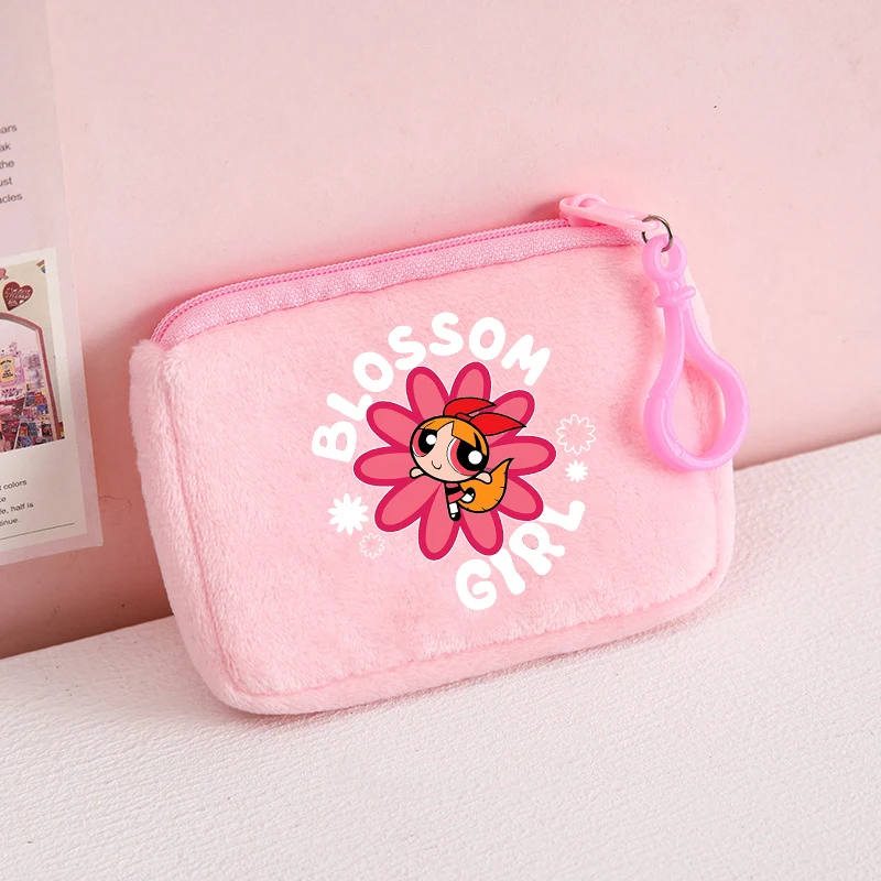 Kawaii The Powerpuffs Girls Cartoon Plush Wallet Kids Anime Fashion Coin Purse Children Cute Printed Money Bag Mini Purses Gifts