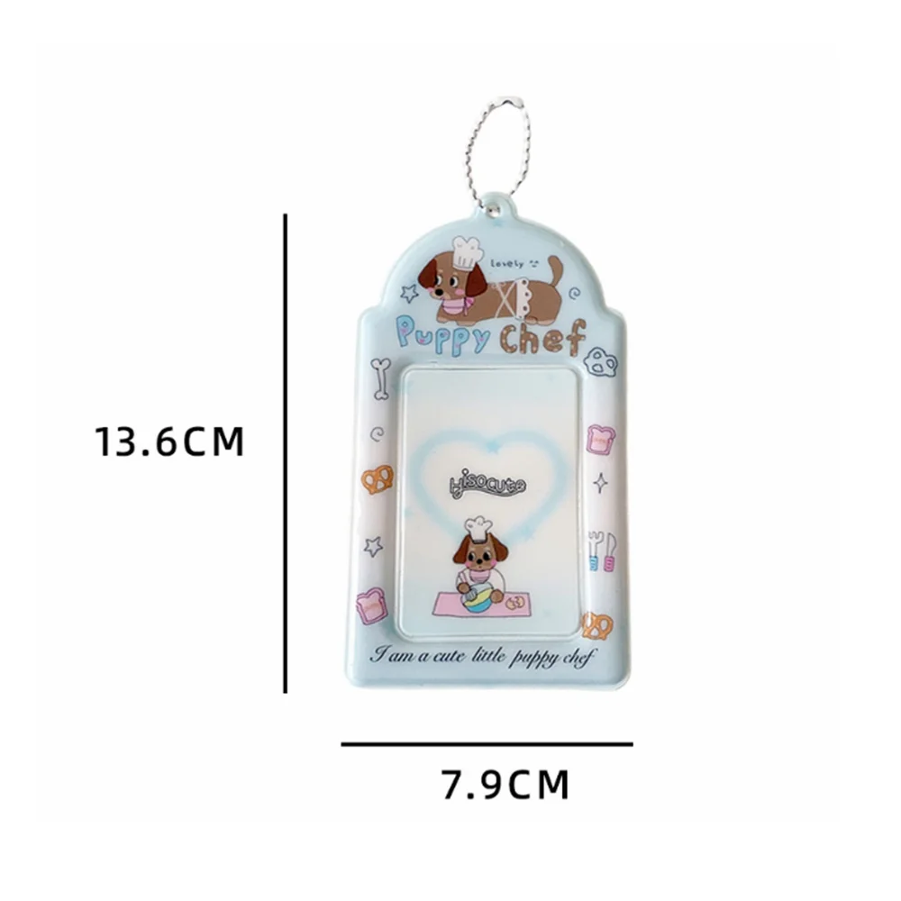 Portatarjetas transparente hueco de PVC con dibujos de animales, tarjetero de 3 pulgadas con forma de estrella para chica, persecución de fotos, bolsa para tarjetas colgante
