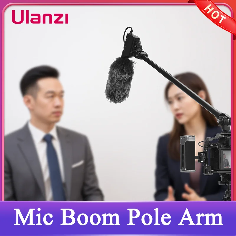 

Ulanzi ZJ08 Подставка для микрофона с двойной 180° ° Регулировка 3-х секций для видеокамеры, подставка для микрофона для записи в реальном времени на открытом воздухе