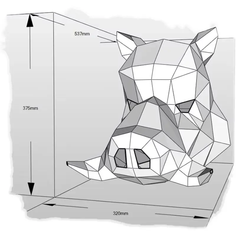 

Wearable Mask Wild Boar Pig Head Paper Model Animal Cosplay Papercraft 3D DIY Origami Headgear Halloween Prom Party Puzzles Toys