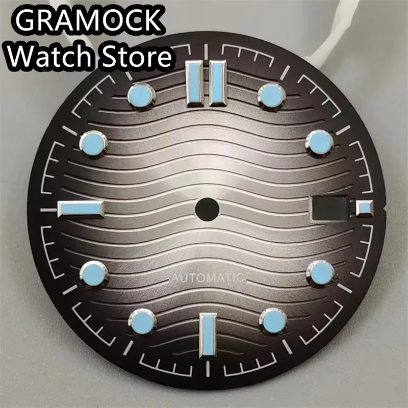 GRAMOCK 31mm Dial Gradient Color Blue Luminous Fit NH35 Movement For 41mm Automatic Mechanical Watch Case Date Window