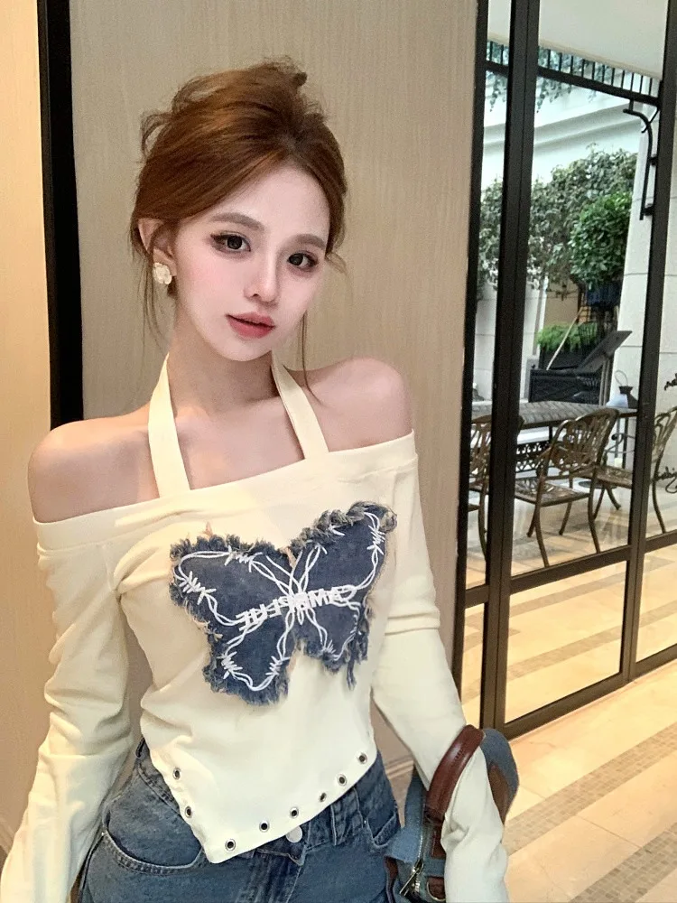 

SexyAmericanort Sve Slimfit футболка длиной до плеч, женская подвесная летняя повседневная одежда с нерегулярным принтом