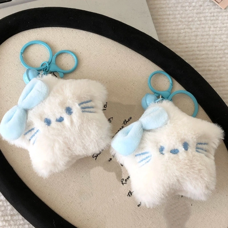 Neueste Cartoon Kätzchen Plüsch-schlüsselanhänger Nette Sternförmige Paar Rucksack Anhänger Brieftasche Und Auto Hängende Dekoration Weihnachten Geschenk