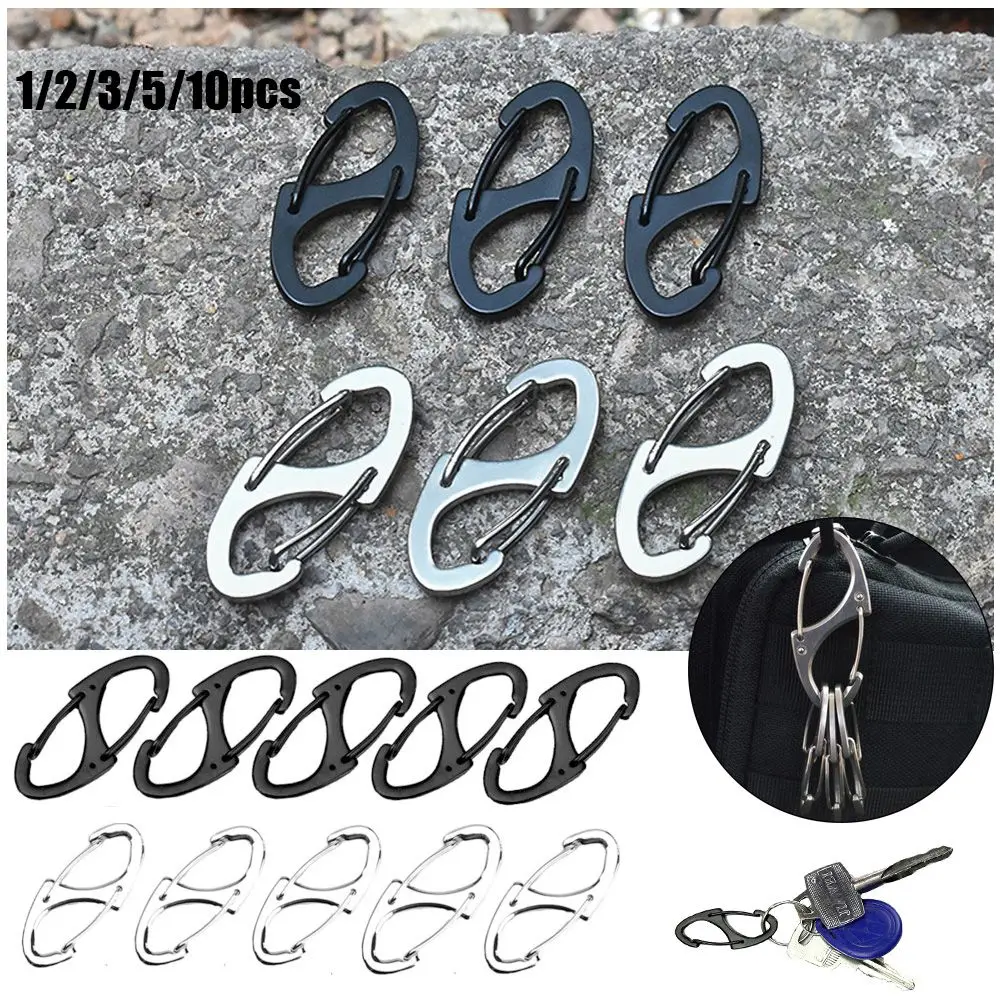 1/2/3/5/10pcs Portable Snap Clip Outdoor EDC Tool Keychain Hanging Hook Release Buckle Key Chain Ring Metal Carabiner