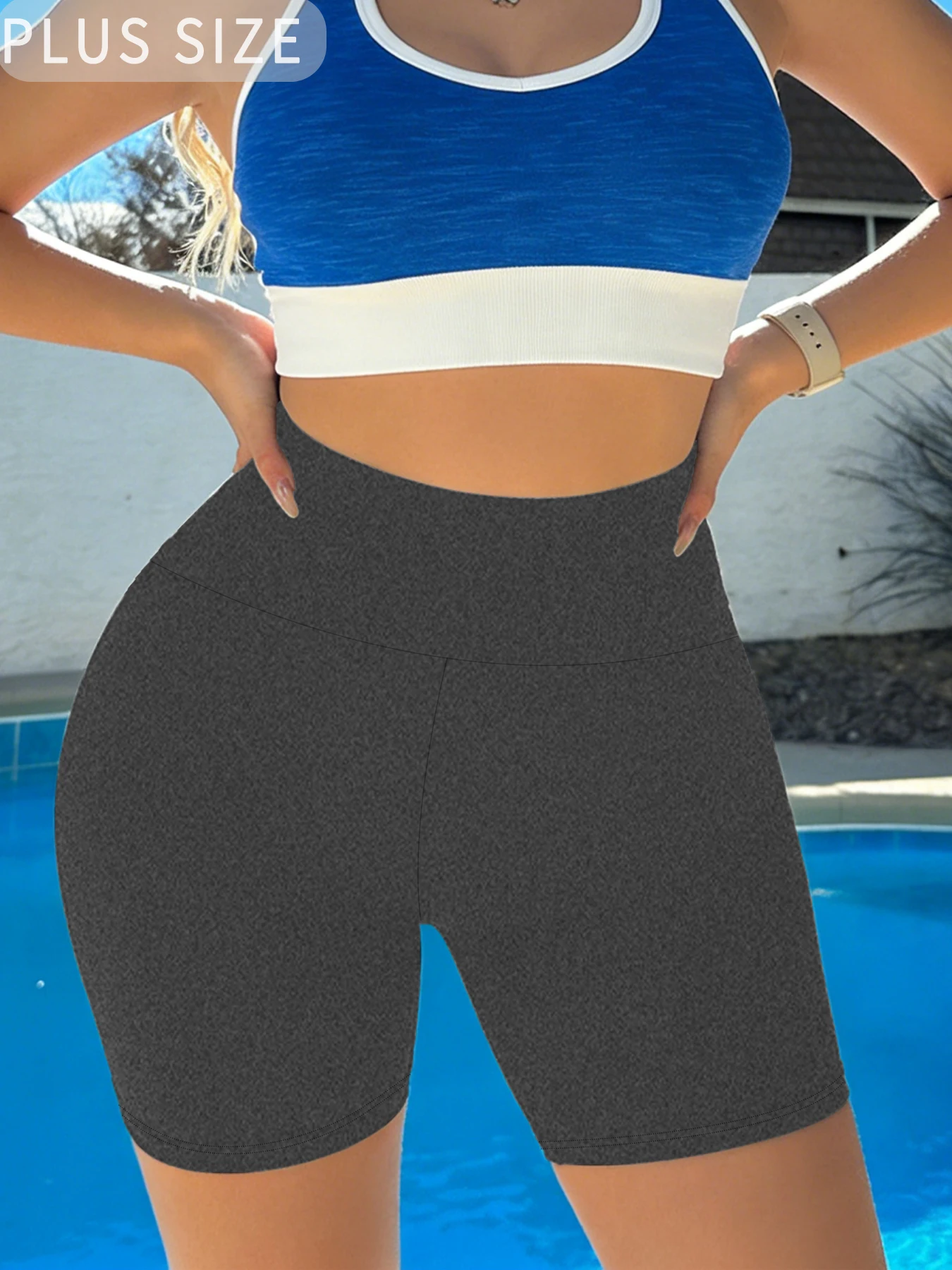 Plus Size Women's High Waisted Biker Shorts Super Soft Tummy Control No See Through Workout Yoga Shorts Running Athletic Shorts