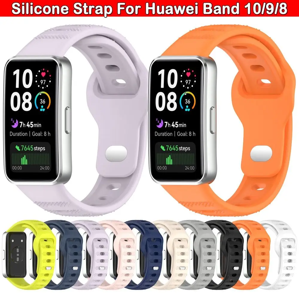 Soft Silicone Watch Strap Replacement Colorful Watchband Adjustable Bracelet for Huawei Band 10/9/8 Smart Watch Accessories