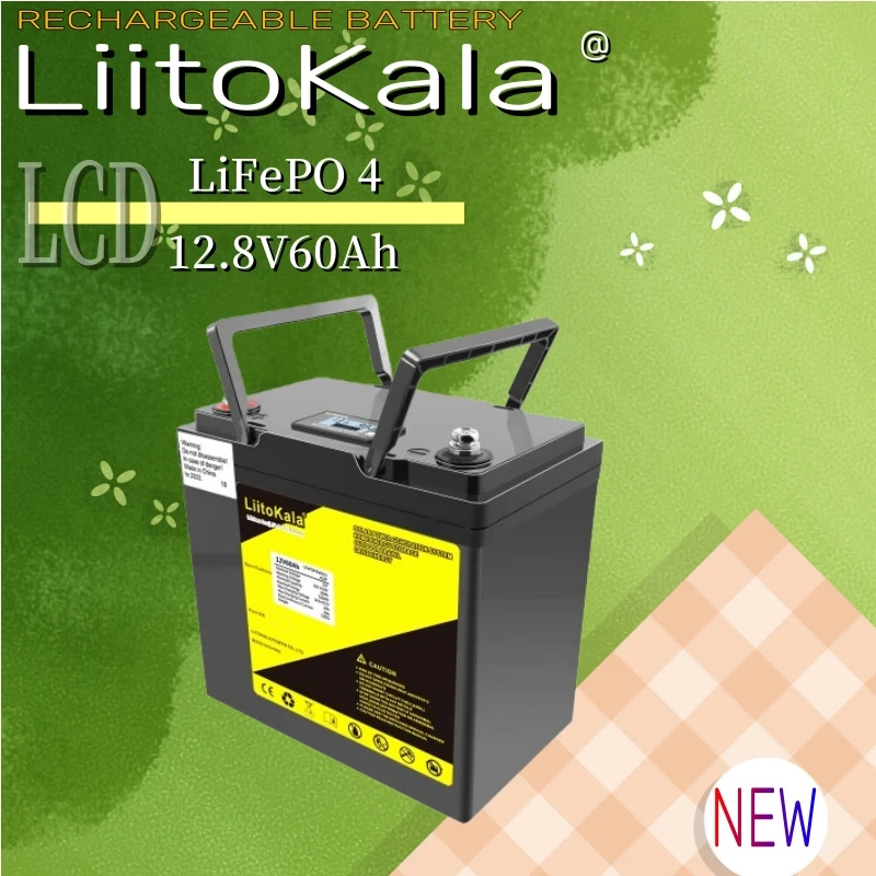 LiitoKala 12V/12.8V 60Ah LiFePO4 แบตเตอรี่ Campers กันน้ําแบตเตอรี่รถกอล์ฟ Off-Road Off-Grid พลังงานแสงอาทิตย์