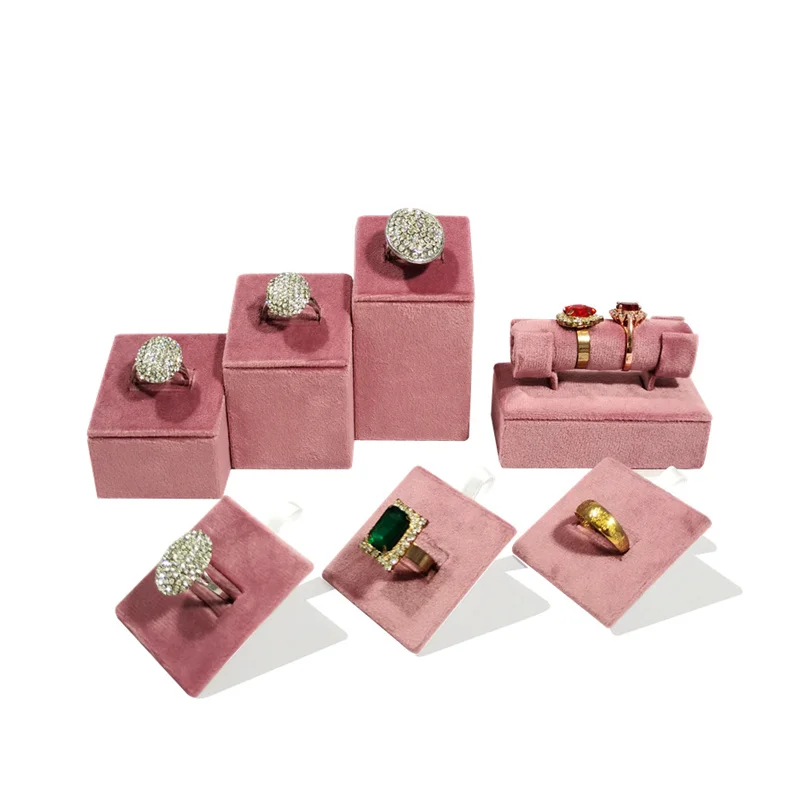 High Quality Pink Velvet Ring Holder Ring Earring Bracelet Chain Storage Rack Jewelry Storage Display Rack