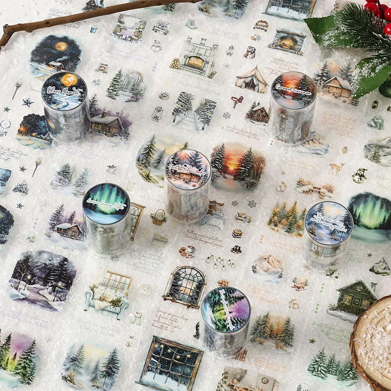 

6Style Cloud Snow PET Tape 200cm, Waterproof Large Roll, Winter Diorama Journal Decor, Snowscape Theme Material DIY Scrapbooking