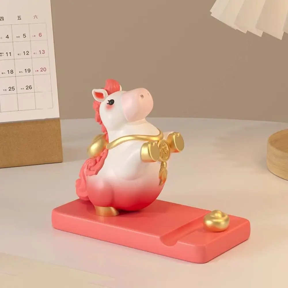 الحصان التميمة زودياك المهر حامل هاتف الراتنج زخرفة صغيرة حامل هاتف المحمول 2026 الحصان سنة المهر شكل حامل جوّال بلاستيكي الخليوي #4