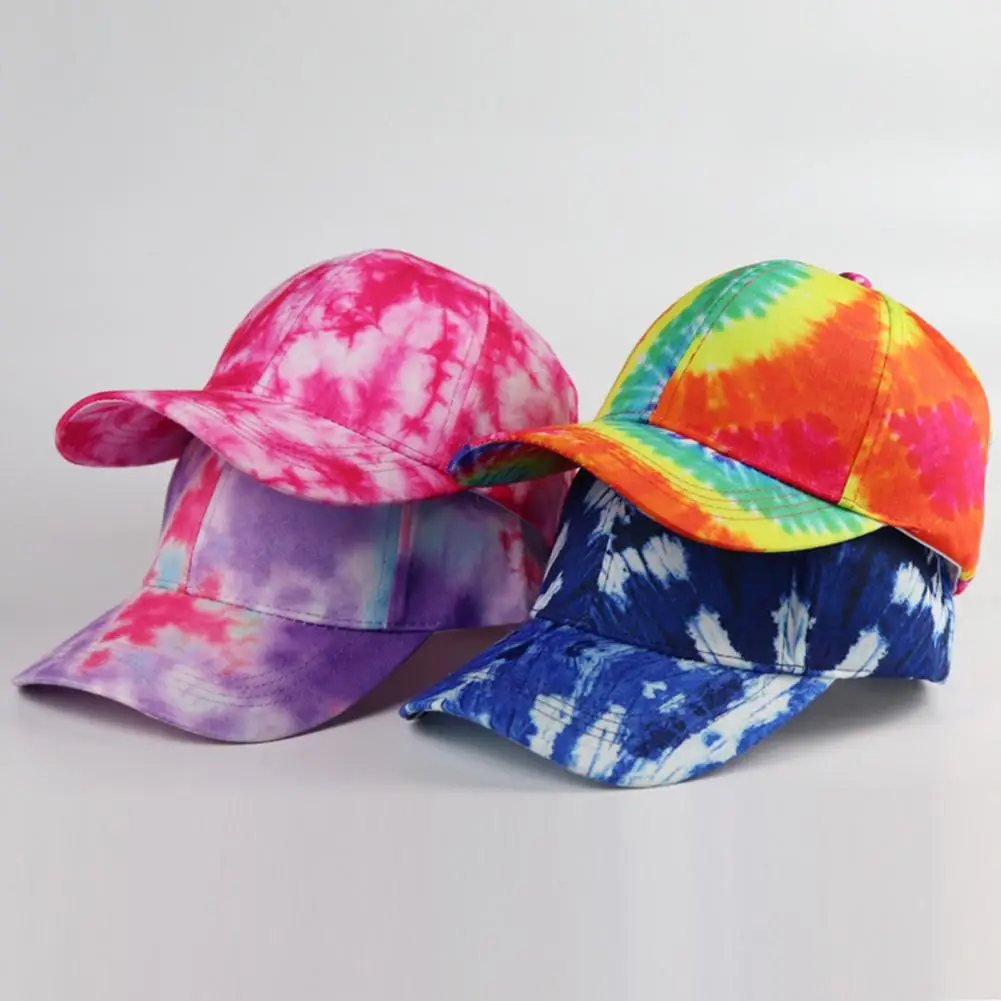 Baseball Caps Peaked Cap Adjustable Non Fading Wear Resistant Decorative Cotton Unisex Tie Dye Sunshade Cap UV Hat