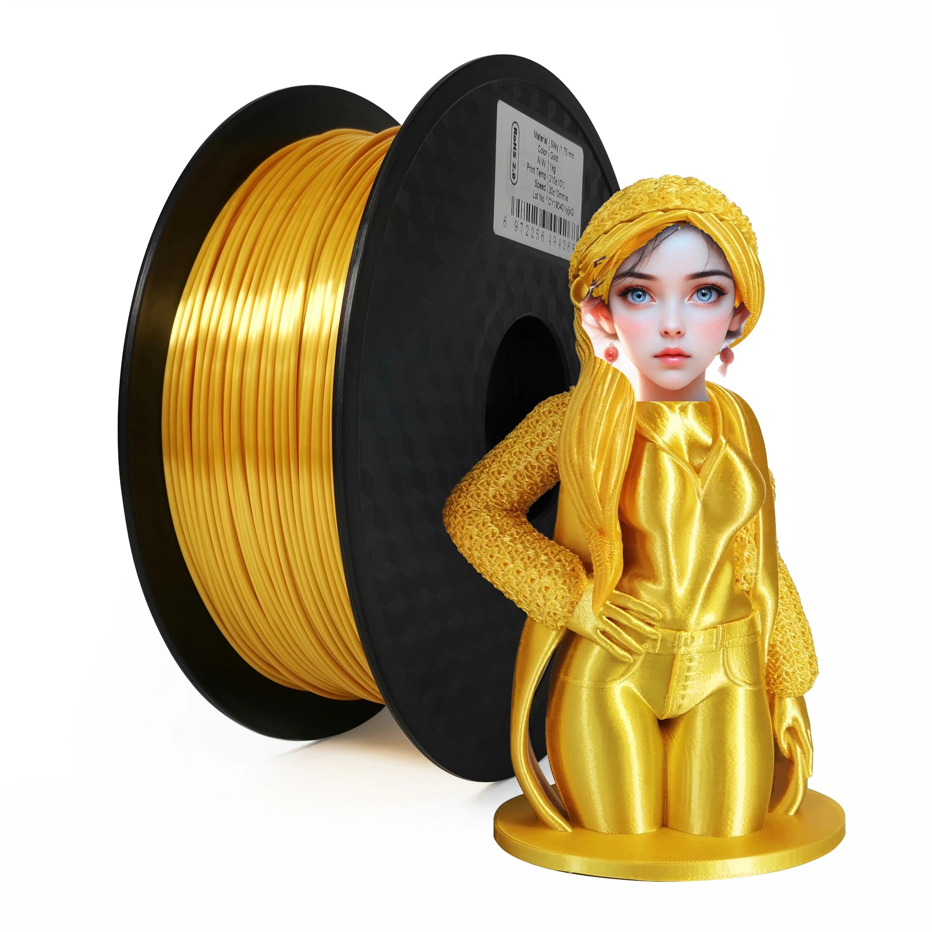 LAN YUE 3D Printing Consumables PLA Silk Red Copper Material 1.75mm Imitation Silk Net Weight 1 kg per roll  l, glossy