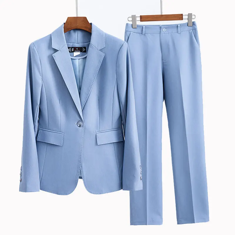 Blaue Blazer Frauen Frühling und Herbst Business tragen Göttin Temperament anmutige modische Set Langarm zweiteilige Overalls