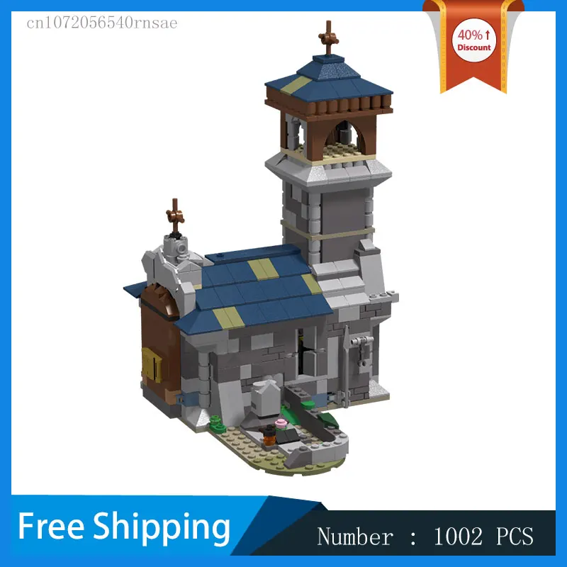 MOC Building Blocks DIY Bricks Medieval Chapel Architecture Children's Birthday Gift Christmas Present Collection Toys