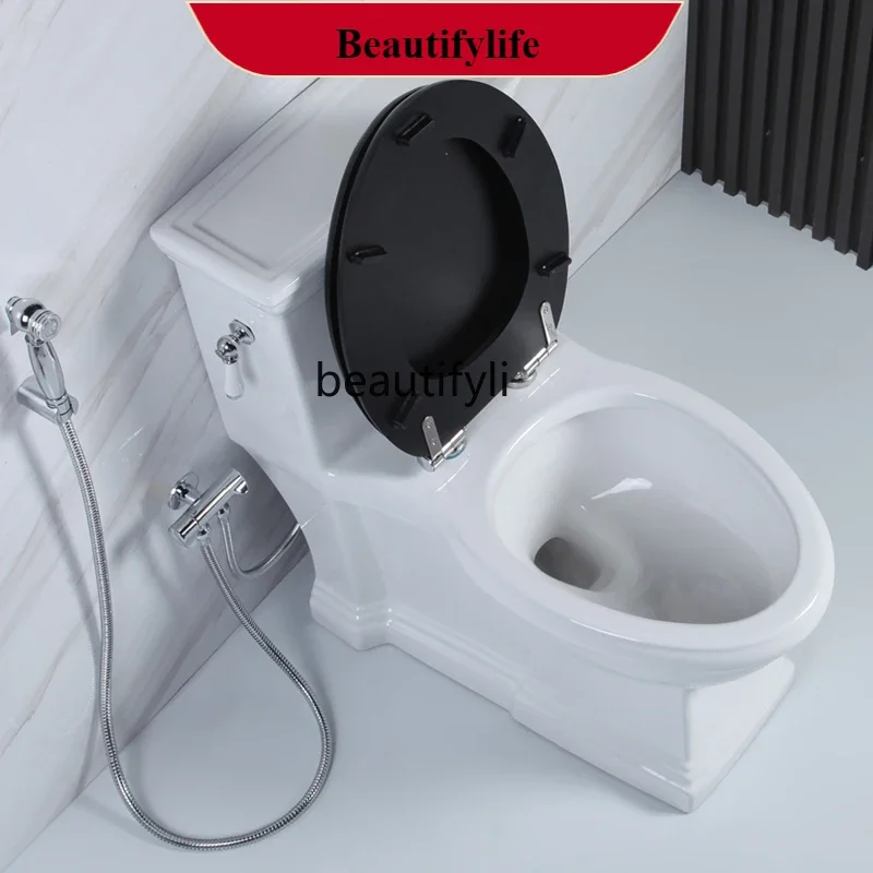 Z189  Retro toilet solid wood cover, siphon European toilet claical one-piece toilet