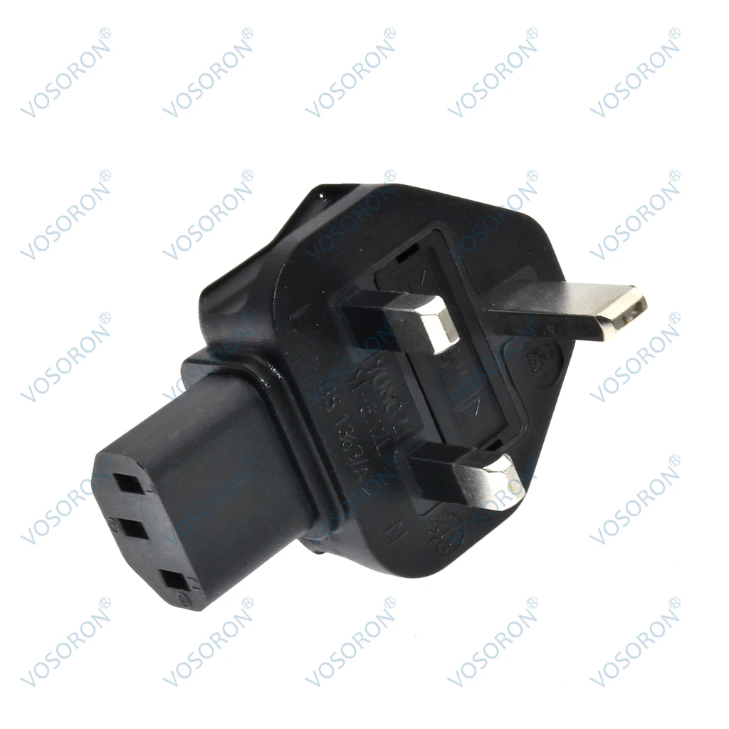 UK 3 Pole Male to IEC 320 C13 AC Power Adapter with 10A Fuse,UK BS1363/A to IEC320 C13 PDU/UPS server,UK plug.Britain Converter