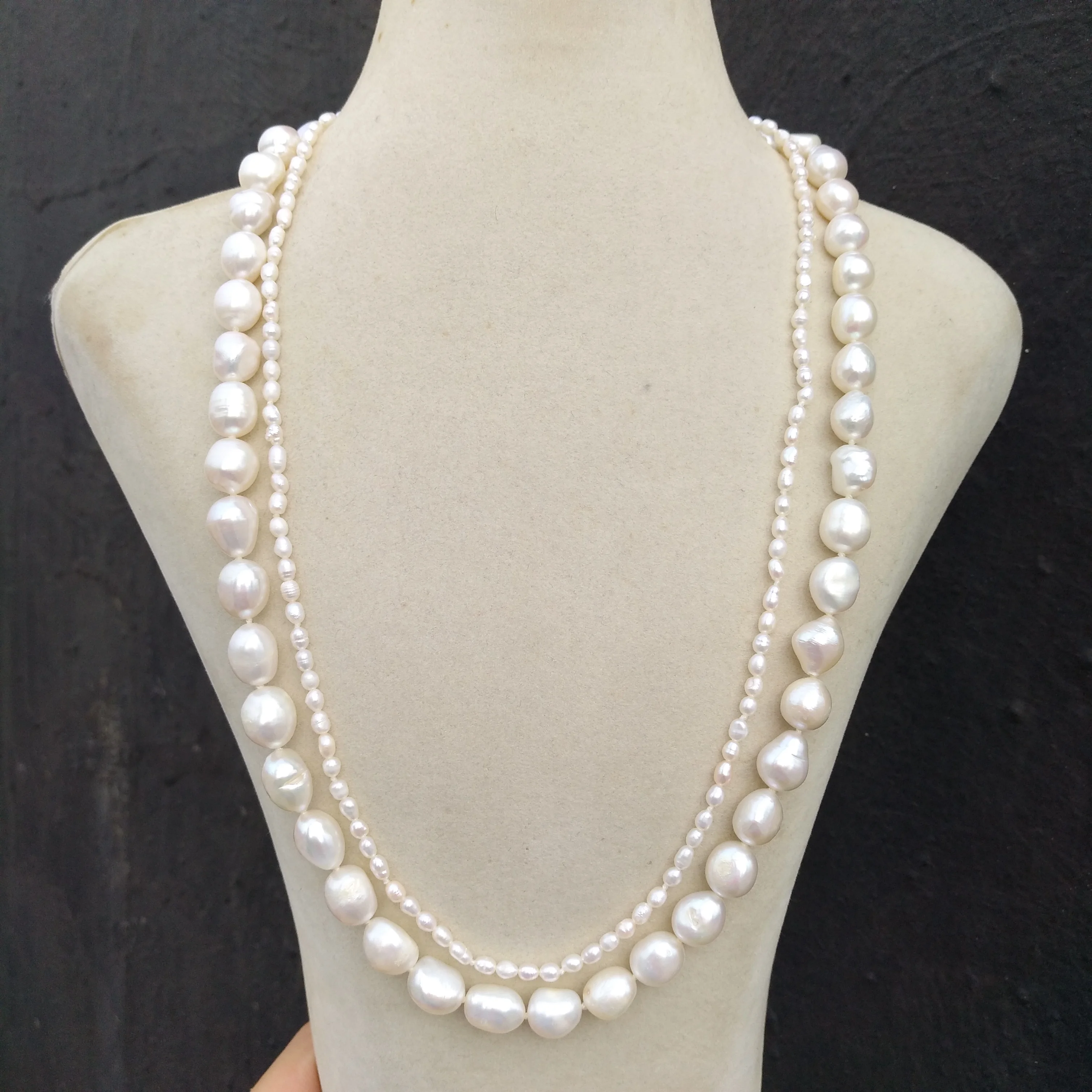 

Adorable Design Natural 3-4mm&7-9mm AAA South Sea Real White Pearl Necklace 18-19in 14K Gold Filled Free Shipping&Any occasion