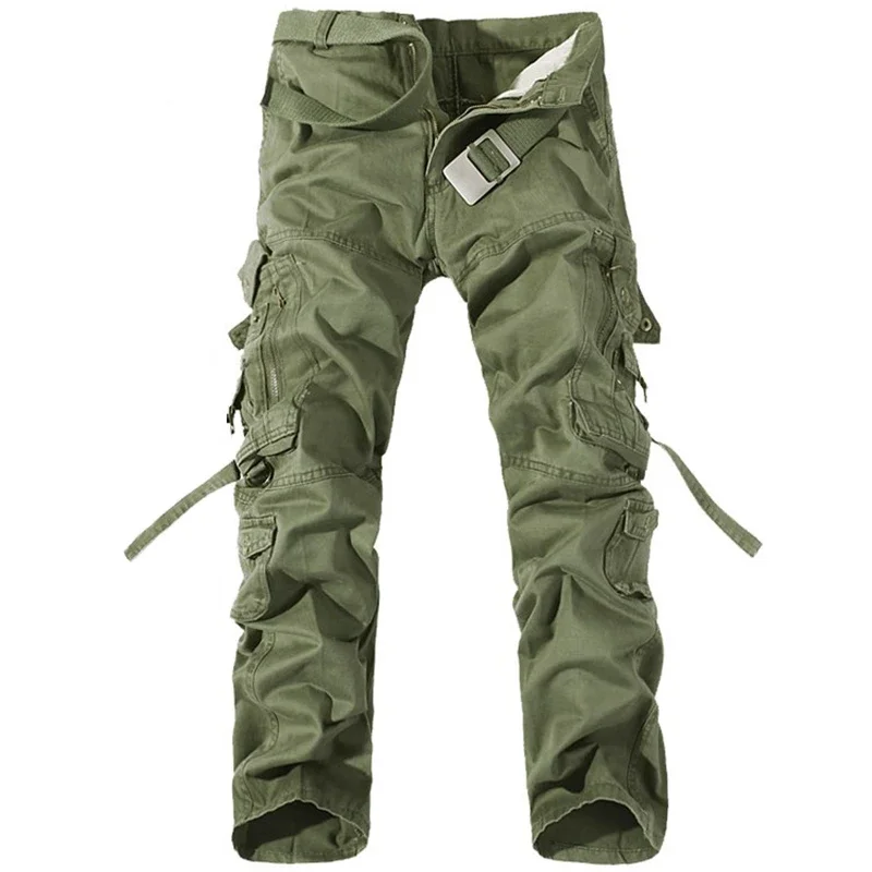 

Men Cargo Pants Mens Casual Cotton Trousers Solid Men's Military Pants Overalls Multi Pockets Decoration Plus Size Without Belt