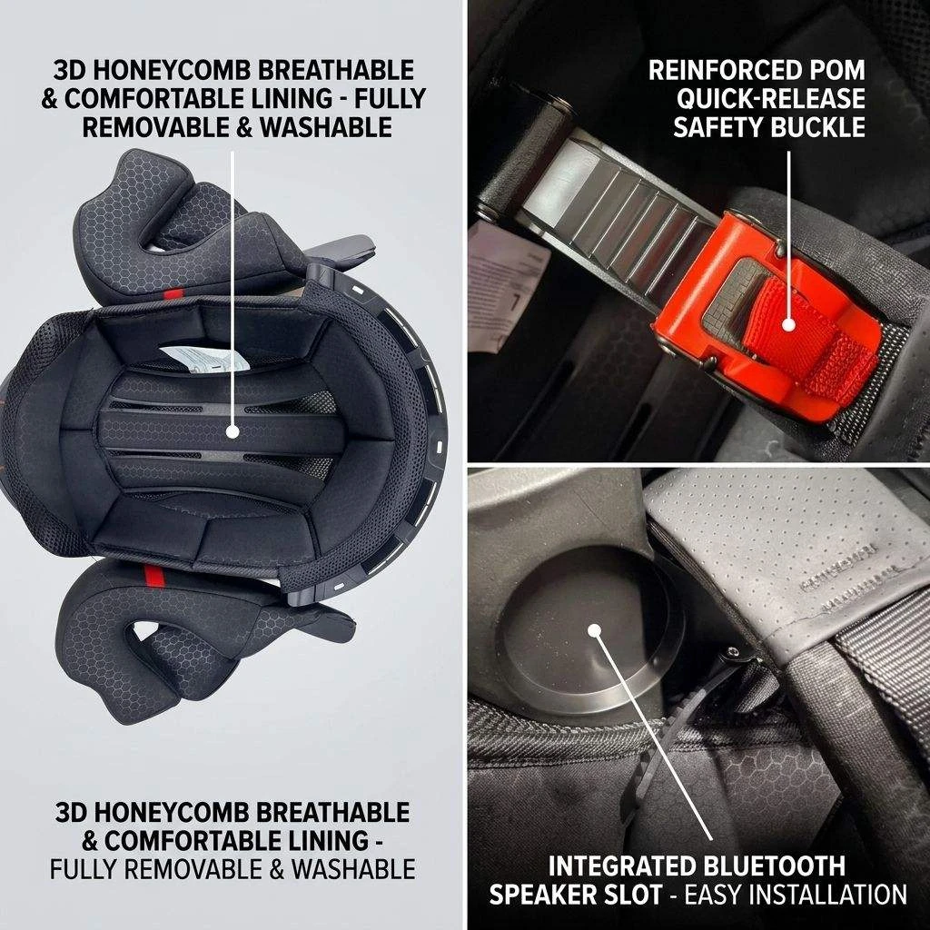 DOT Certified Flip‑Up Modular Motorcycle Helmet With Fingerprint Control LED Taillight