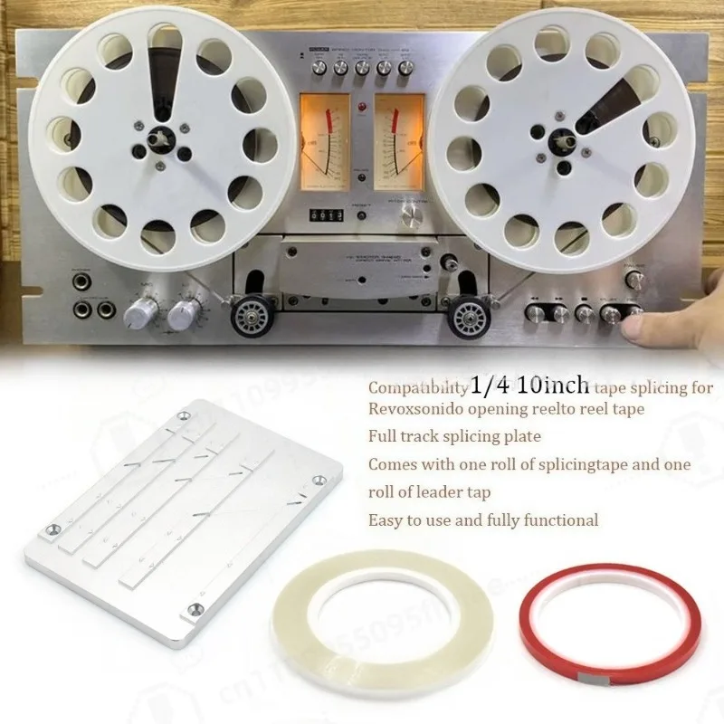 1/4 Inch 10 Inch Audio Tape Splicer Kit Aluminum Connecting Rail Splicing Block Metal Joint Tool for Open Reel Tape Recorder