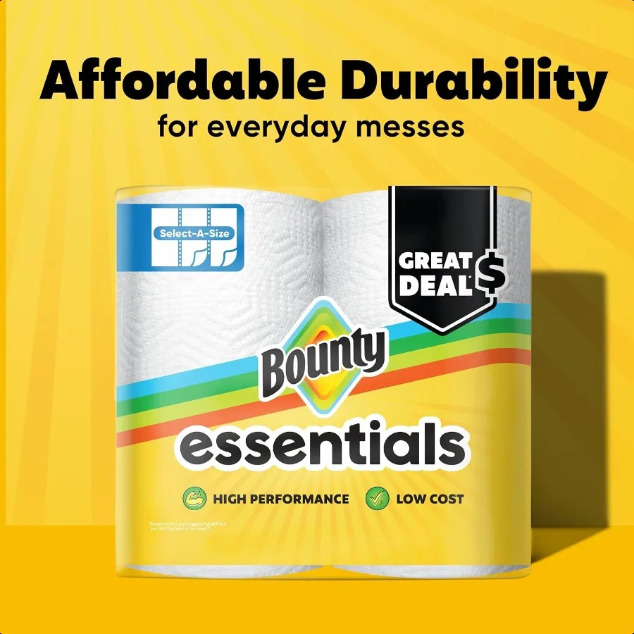 Bounty entials SelectASize Paper Towels White 2 Triple Rolls = 6 Regular Rolls Packaging May Vary