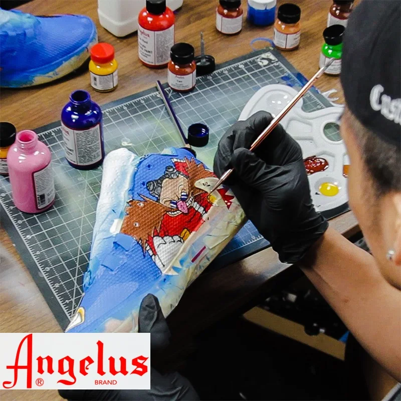 Imagem -02 - Angelus-tinta Acrílica para Couro Feita sob Medida Tênis de Mão Pintada Bolsa de Grafite Sapatos sem Desbotar 118ml 4oz