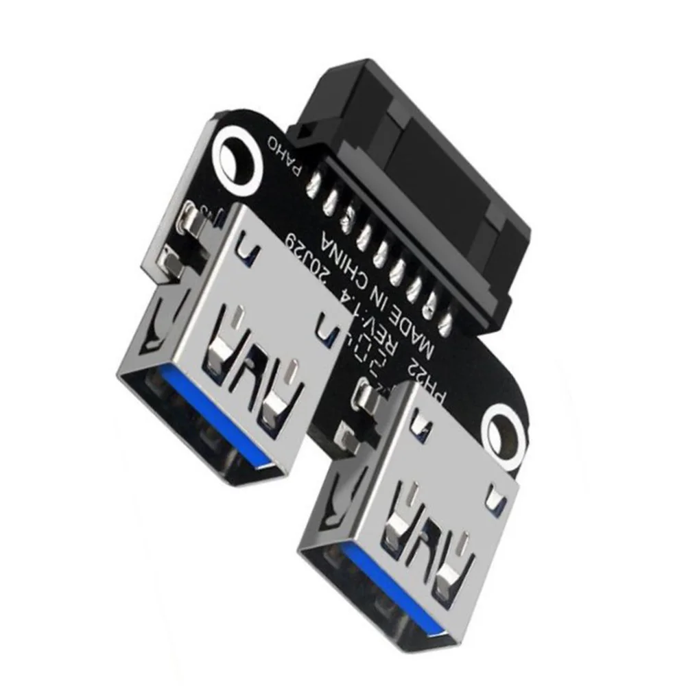 N89R 20Pin to Dual USB3.0 Adapter Connverter Desktop Motherboard 19 Pin/20P Header to 2 Ports USB a Female Connector,PH22