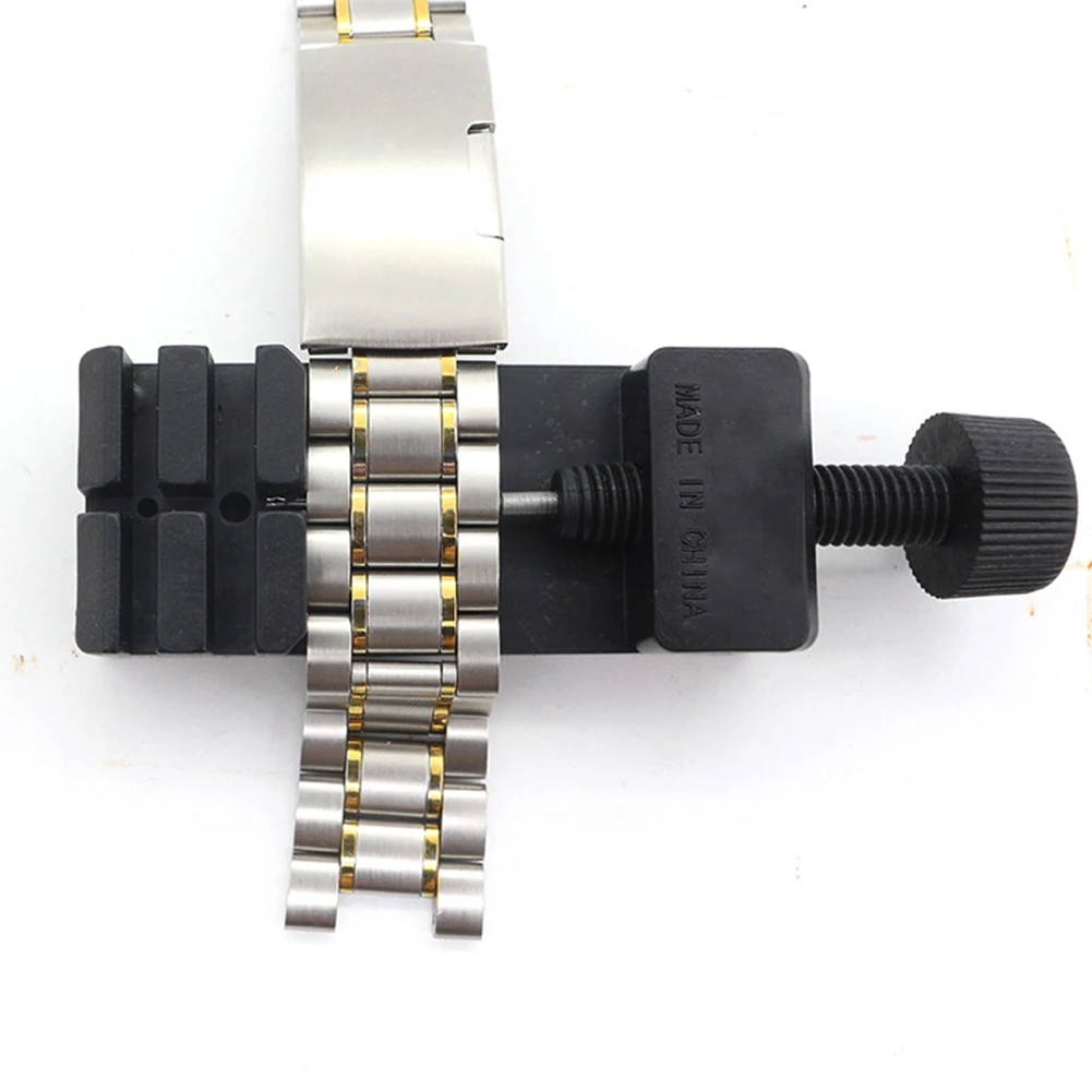 Watch Link Pin Remover Tool Set for Watchstrap Pin Removal and Adjustment with Spare Pins and Compact Storage Base