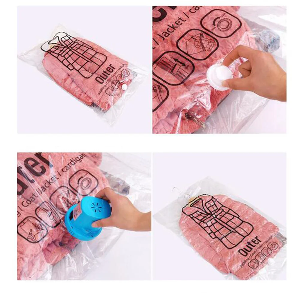 

Vacuum Compression For Down Coat 67X110Cm Clear Pe+Pa Material Reusable Storage Bag Hanging Garment Organizer Dust Proof