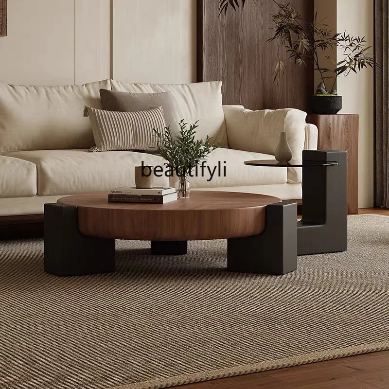 

K185 Italian Minimalist round Tea Table Living Room Home Light Luxury High-Grade Designer Chinese Style Tea Table Combination