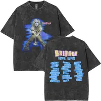 Britney Jean Spears Britney Spears Tour 2001, camiseta Retro lavada, ropa de calle holgada Retro de manga corta para ocio de verano para hombre