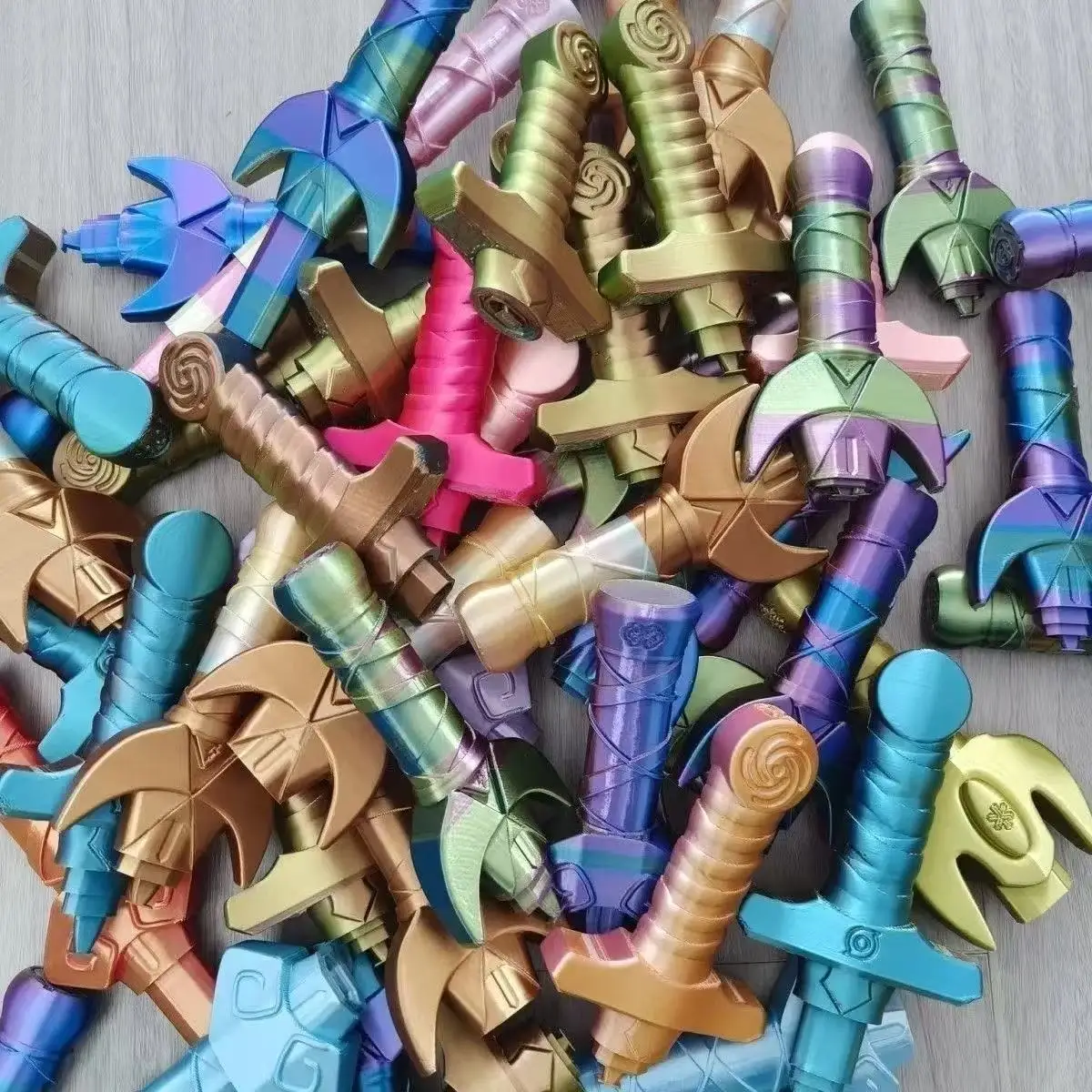 Creative 3D Printed Scalable Swords Cosplay Accessories Kids Adult Bedroom Ornaments Birthday Party Statue Decors Hand Gifts
