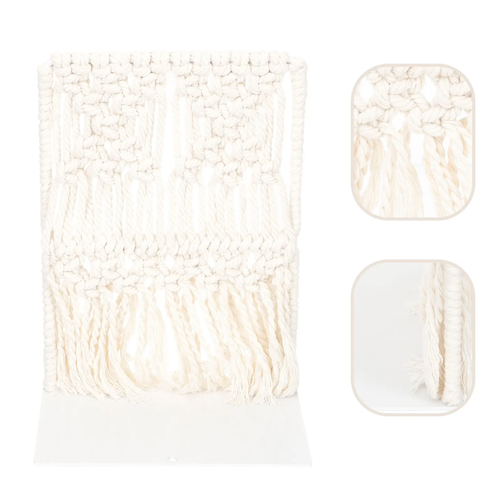 

Bohemian Style Hand-Woven Cotton Rope Bookend Desktop Book Storage Holder Practical Book Organizer Novelty Bookend