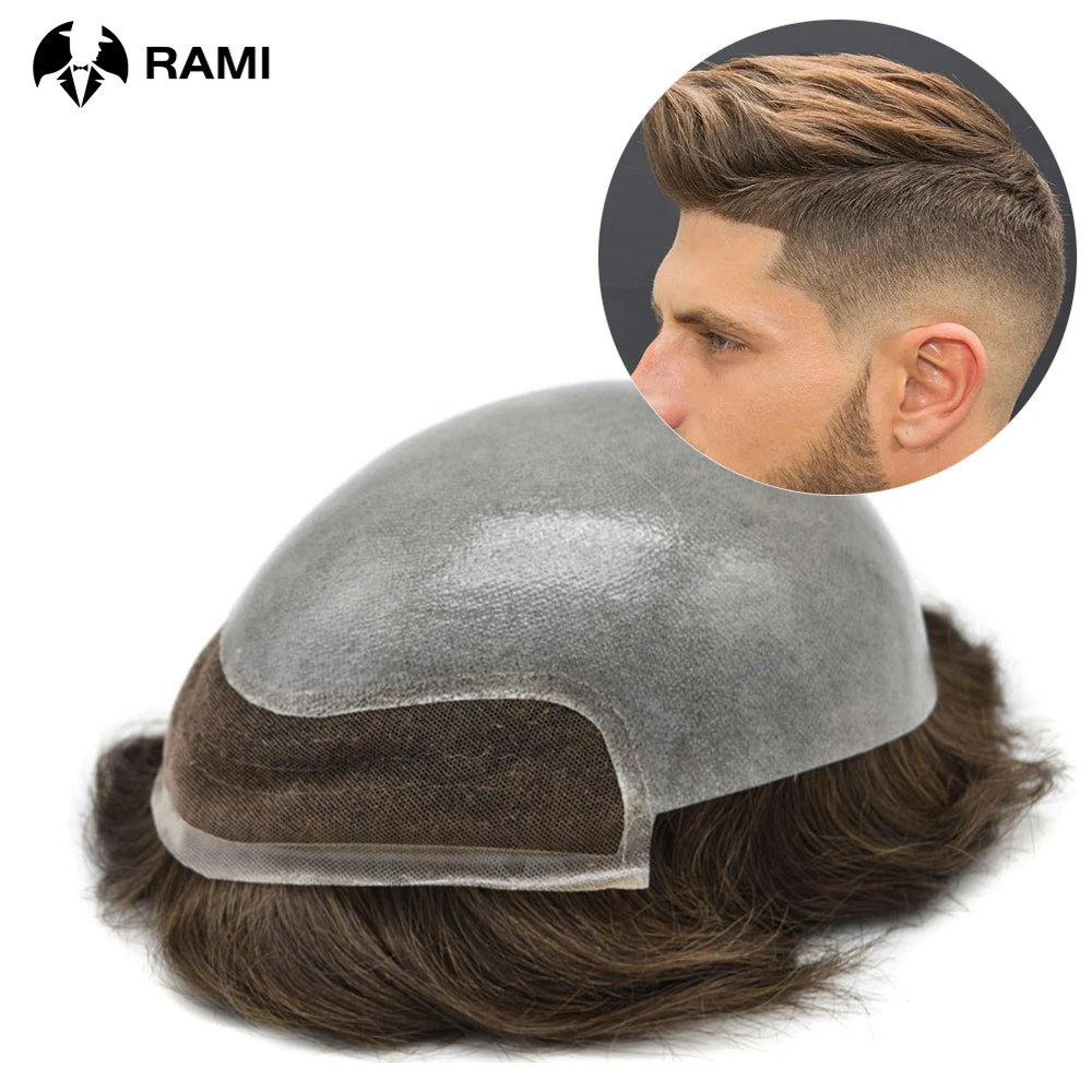 Tupé de encaje frontal para hombres, sistema de cabello, Base de PU, prótesis de cabello masculino, pelucas de cabello Natural para hombres, peluquín Bio