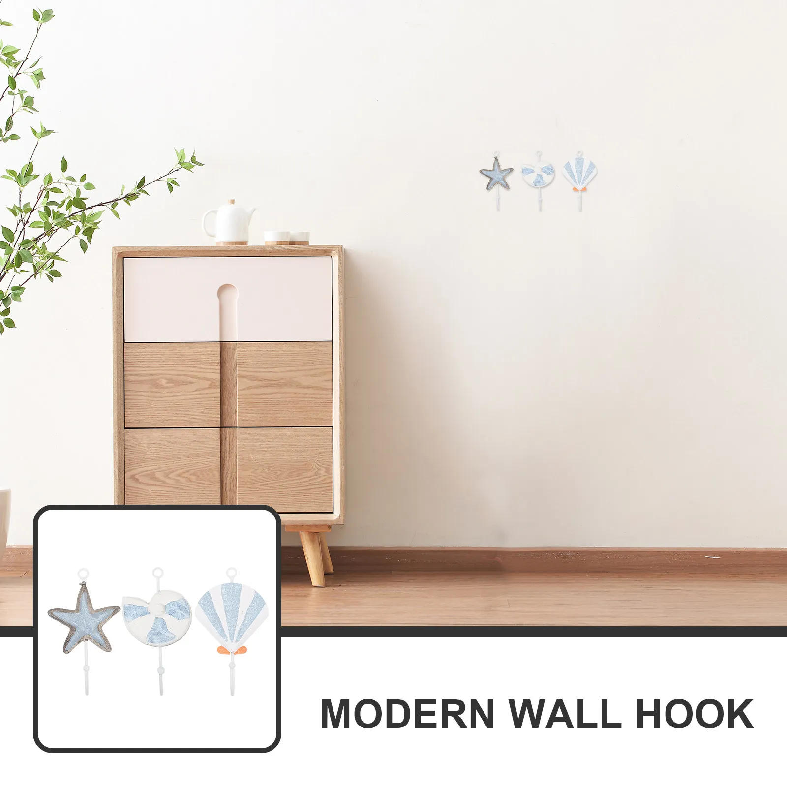3Pcs Mediterranean Style Resin and Iron Towel Hooks Wall Mounted Decorative Bathroom Hooks for Towels Clothes Bags Coat Hangers
