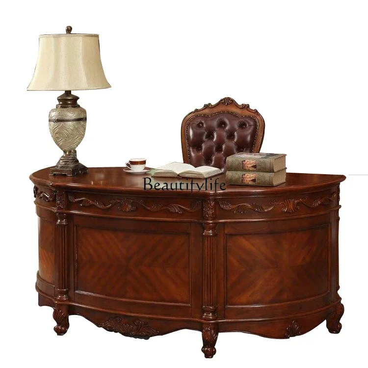 

Z.-*American solid wood desk luxury villa European computer desk