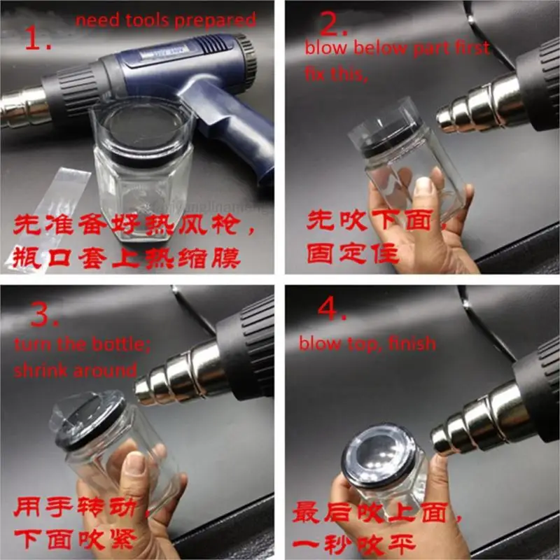 400pcs/lot  Pvc Transparant Heat Shrink Bands For Glass Bottles Width 42- 45mm/ Height 30mm /  Flatting -Width 75mm