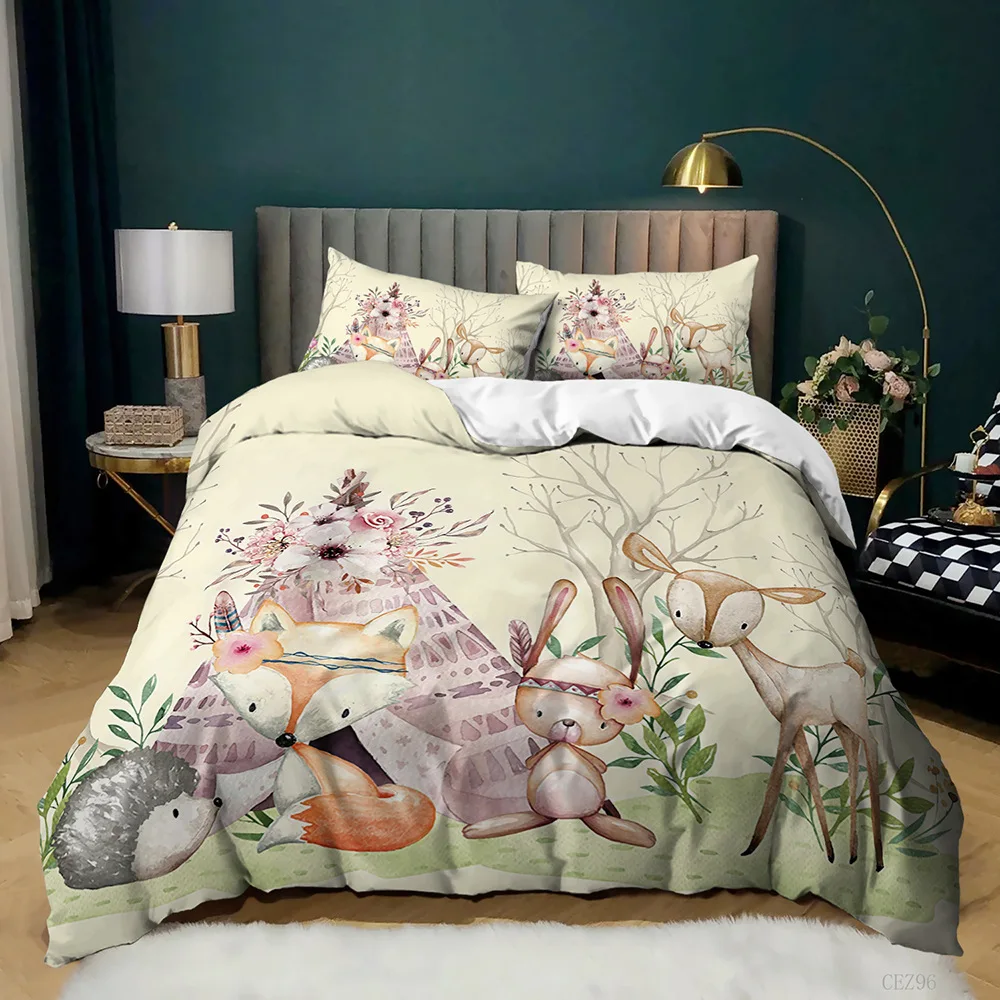 Set copripiumino animale Queen Cute African Animal Print Twin Bedding Set microfibra colorato Jungle Animals Zoo Party copripiumino