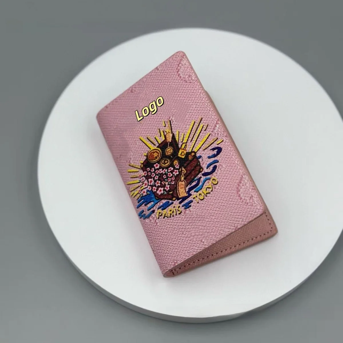 جديد الكرتون جلد طبيعي حامل جواز السفر طبقة مزدوجة بطاقة المحفظة محفظة نسائية للعملات المعدنية وثيقة كليب التصميم الأصلي ارتداء دائم إعادة... #3