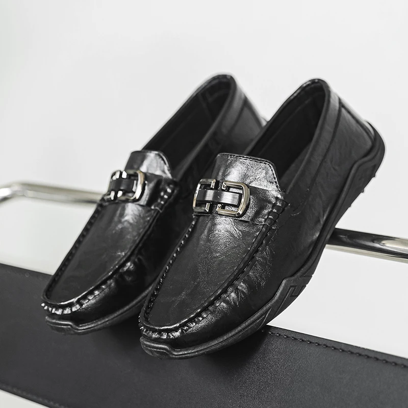 

Classic Black Men's Loafers Business Casual Shoes Man Moccasins Comfortable Slip-on Leather Shoes For Men Non-slip Driving Shoes