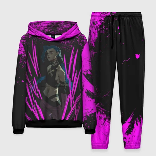 Hot Anime Arcane League Jinx Hoodies Set 3D Print Man Woman Tracksuit Hoodie+Pants 2PCS Set New Kids Pullover Cosplay Suits