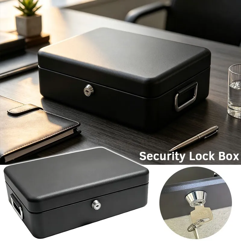 Security Lock Box Fireproof Large Sturdy Cash Safe Keys Document Home Office Box Steel Security Box With Bolt Down Floor Mountin