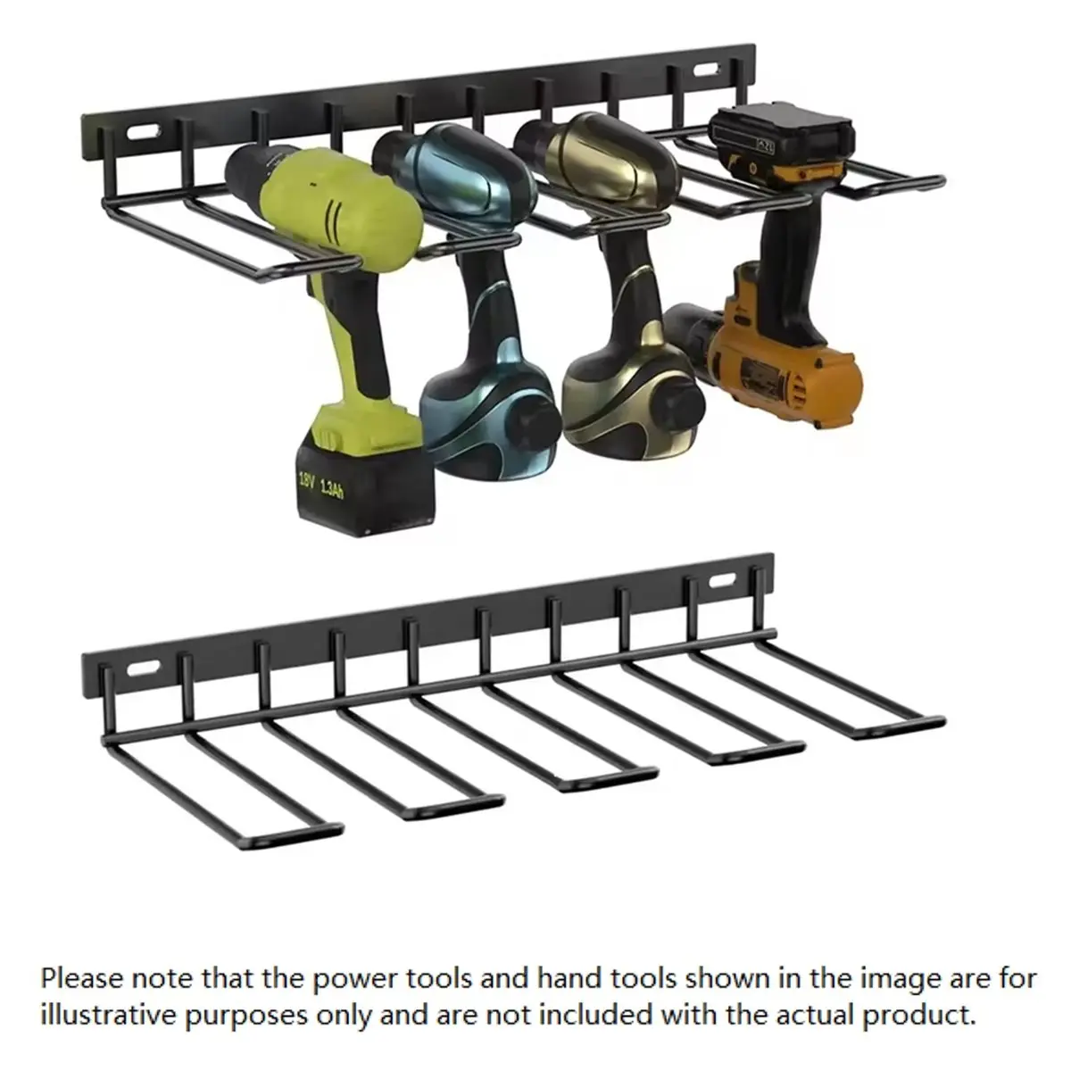 Wall Mounted Power Tool Holder - Heavy Duty Metal Drill Storage Organizer Rack for Garage Workshop