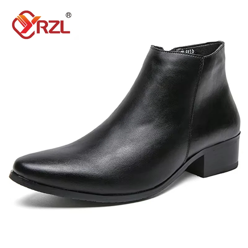 

YRZL Men's Shoes Chelsea Boots British Style Men's Ankle Boots Comfortable Fashion Short Boots Daily Office with Heel Footwear